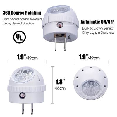 LED Nightlight Plug-in Night Lights, Warm White Sensor Room Electric EMC FCC LVD