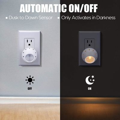 LED Nightlight Plug-in Night Lights, Warm White Sensor Room Electric EMC FCC LVD