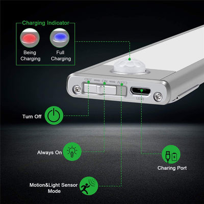 PIR Motion Sensor LED Under Cabinet Light USB Rechargeable Wardrobe Closet Night Light