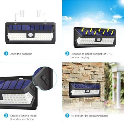 Solar Lights Outdoor, 62 LED Super Bright Motion Sensor Wall Lights, Wireless Garden Security Lights