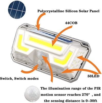 44COB 50LED Wireless Solar Motion Sensor Light / 1000lm Sensor Solar Led Wall Light