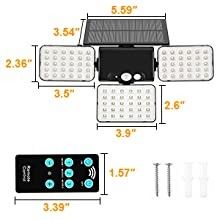 Adjustable Heads 1000lm 260Pcs LED Solar Motion Sensor Wall Light Outdoor