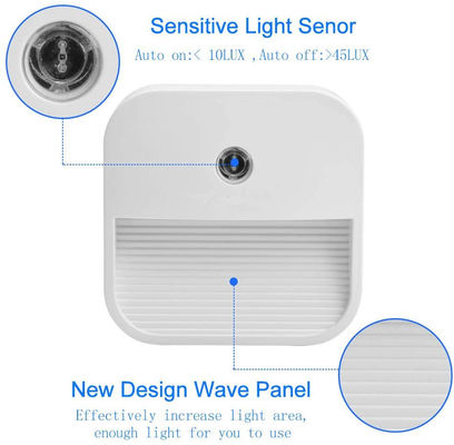 Plug-in Night Light, Warm White LED Nightlight, 4 Level Brightness Dusk-to-Dawn Sensor Light