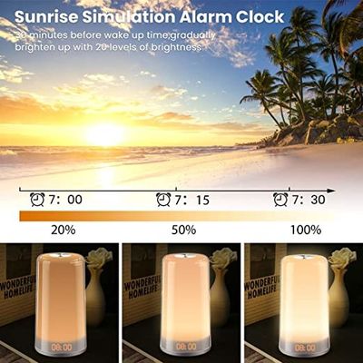 Sounds Adjustable 256RGB Color Silentnight Sunrise Sunset Alarm Clock Touch Control