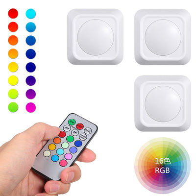 RGB LED Puck Lights 12 Colors Changing 3 Pack Battery Powered Operated with Remote Control