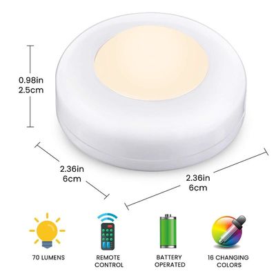 16 Colors 3 Modes 62MM RGB LED Puck Lights Wireless Under Counter Lighting With Remote