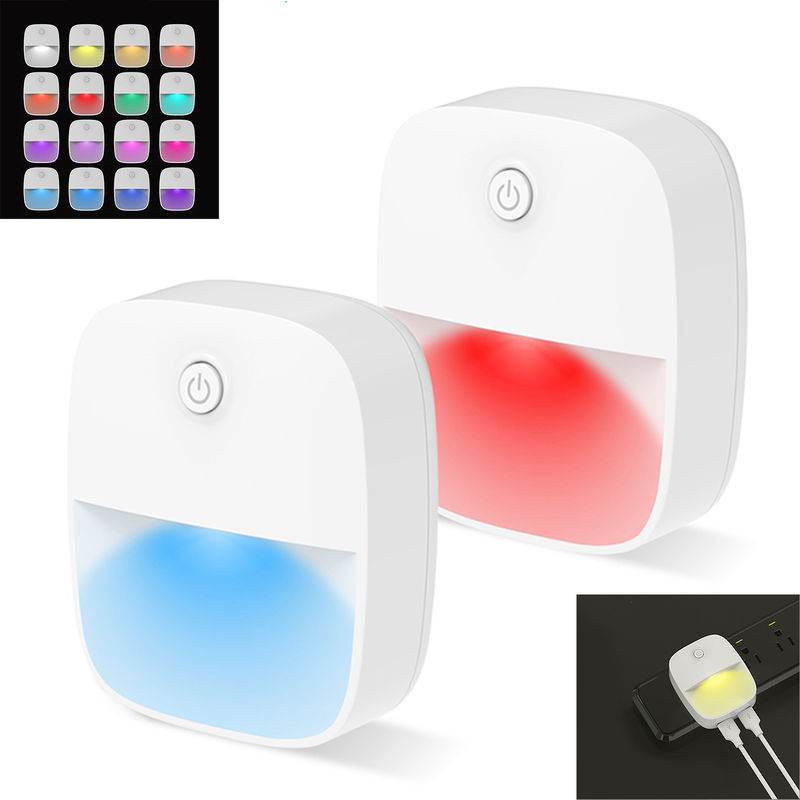 Plug in Night light with two USB charging port and 16 colors