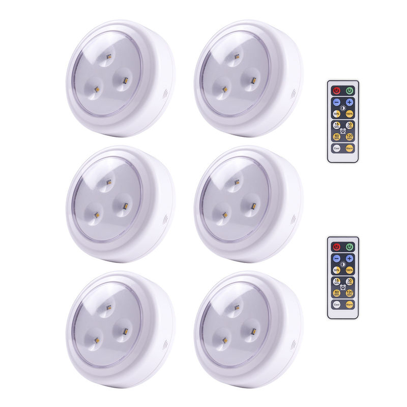 6 Pack 55L Battery Operated Led Puck Lights Wireless Under Counter Lighting With Remote
